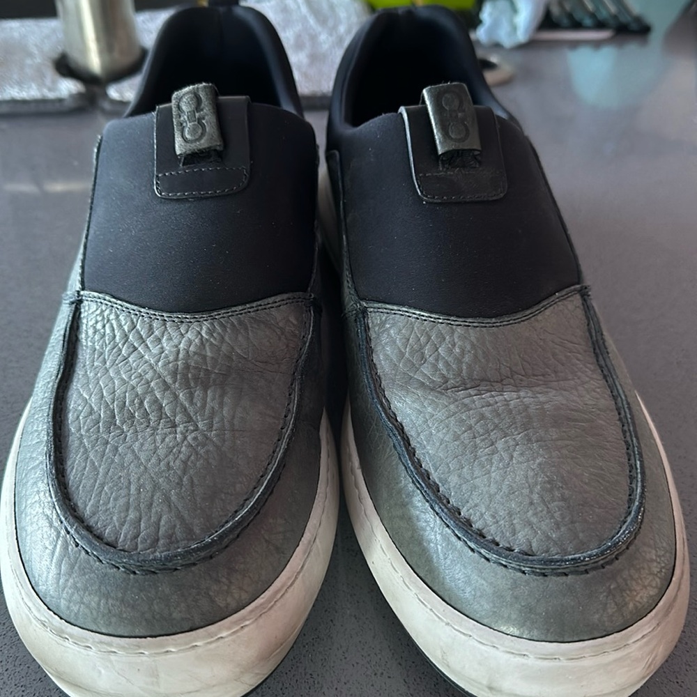 Ferragamo blue/grey leather and fabric in good condition